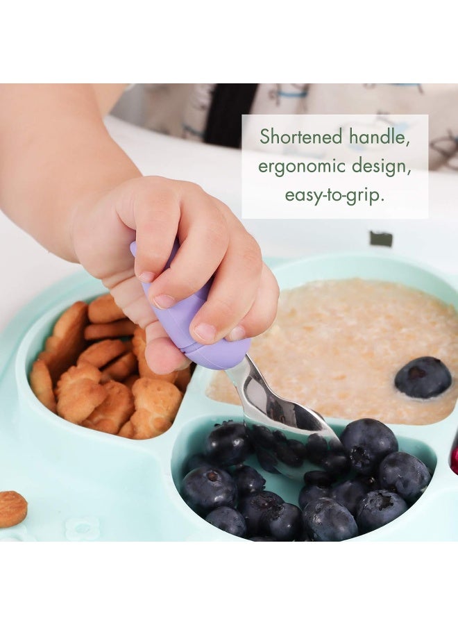YIVEKO Baby Fork and Spoon Set with Carry Case Baby Training Utensils Self Feeding Toddler Silverware Silicone and Stainless Steel Kids and Toddler Utensil Set-Dinosaur - Image 5